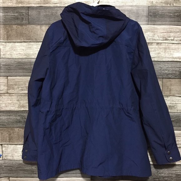 Lands End Windbreaker Jacket Women’s XL (18) Blue Full Zip Snap Removable Hood - Picture 4 of 11